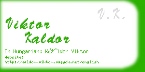 viktor kaldor business card